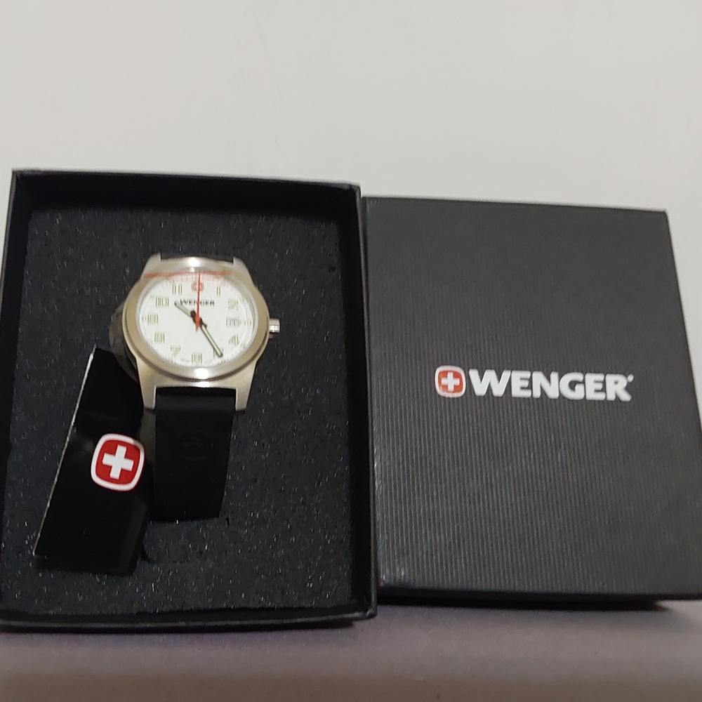 Wenger Women’s Watch with White Dial and Black Silicon Strap